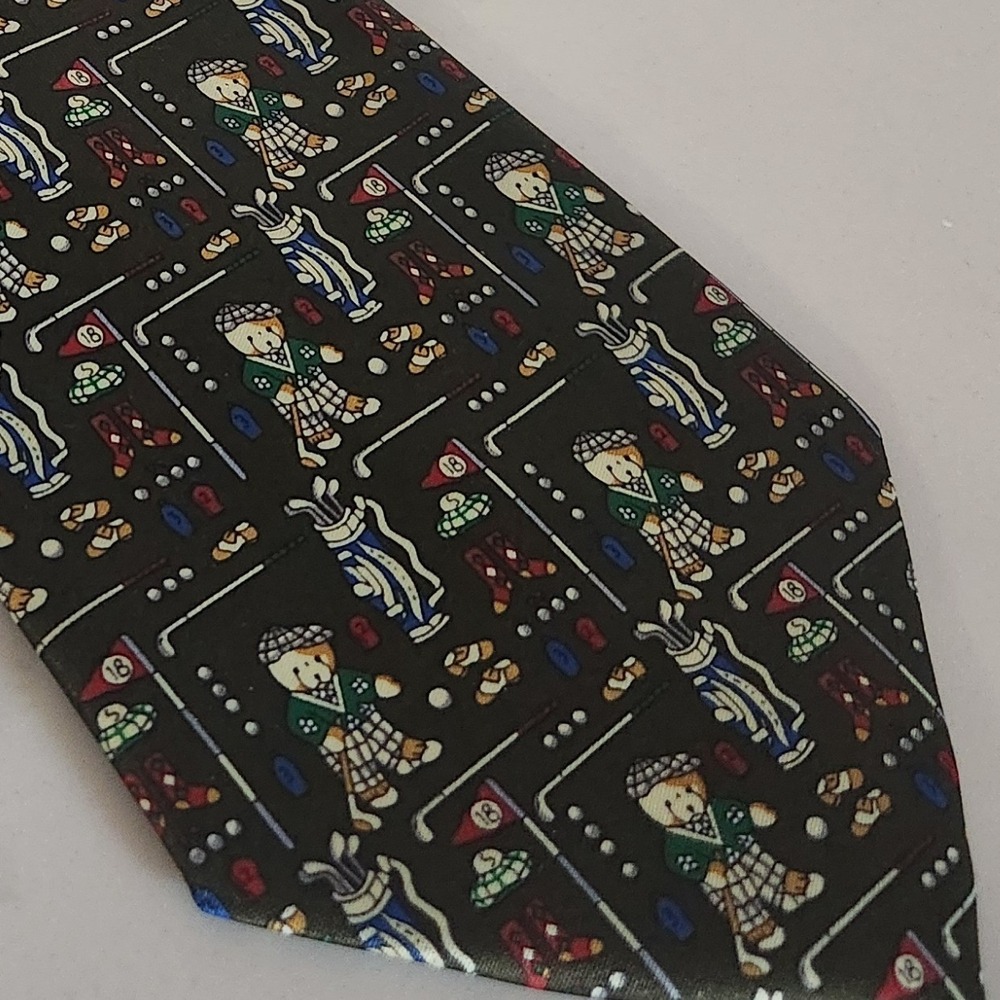 Rene Chagall Hand‎ Made Golf Pattern Silk Necktie Mens Accessory